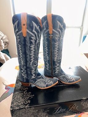 Dan Post Women's Denim Darlin' Tall Western Boot Snip Toe